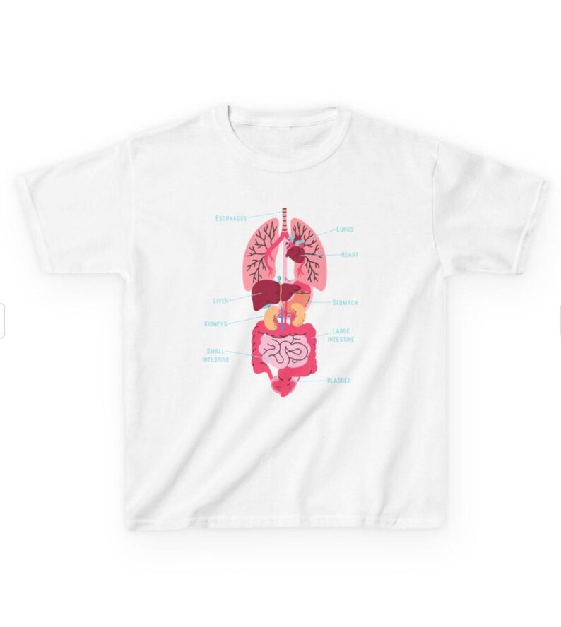 Camiseta Infantil "Veja o Interior do Meu Corpo", Camiseta Infantil com Tema de Ciências e Órgãos do Corpo, Camiseta Infantil com Tema de Anatomia e Órgãos do Corpo imagem 3