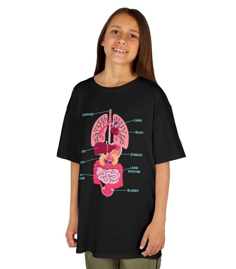 Camiseta Infantil "Veja o Interior do Meu Corpo", Camiseta Infantil com Tema de Ciências e Órgãos do Corpo, Camiseta Infantil com Tema de Anatomia e Órgãos do Corpo imagem 4