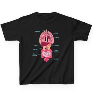 Camiseta Infantil "Veja o Interior do Meu Corpo", Camiseta Infantil com Tema de Ciências e Órgãos do Corpo, Camiseta Infantil com Tema de Anatomia e Órgãos do Corpo imagem 5