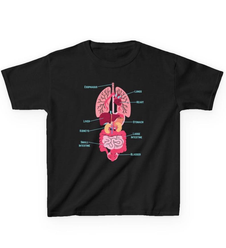Camiseta Infantil "Veja o Interior do Meu Corpo", Camiseta Infantil com Tema de Ciências e Órgãos do Corpo, Camiseta Infantil com Tema de Anatomia e Órgãos do Corpo imagem 5