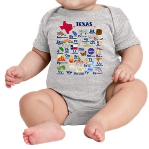 Texas Alphabet Baby Onesie, Texas ABC Baby Gift, Infant ABC Onesie, Texas Vacation Tee for Baby, Texas Baby Shower Gift
