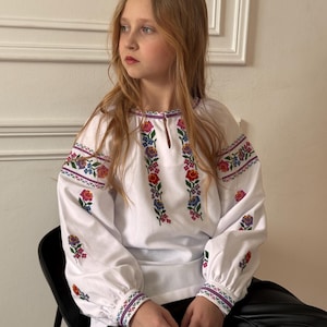 Embroidered shirt with Borshchiv ornament Ukrainian blouse made in ukraine White vyshyvanka shirt in boho style Vyshyvanka with flowers