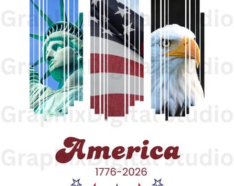 Estados Unidos 1776-2026 PNG SVG, Estatua de la Libertad y diseño de camiseta patriótica con águila, 250 aniversario, bandera retro de EE. UU.