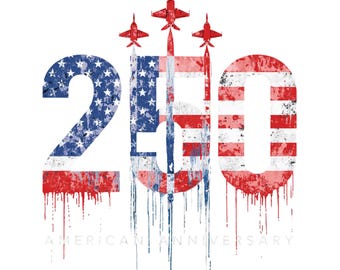 Paquete de archivos SVG del 250 aniversario de Estados Unidos, diseño de camiseta patriótica estadounidense, bandera estadounidense 1776-2026 PNG, diseño de avión de combate del 250 aniversario.