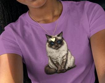 Ragdoll Cat Sunglasses PNG Design, Vintage Engraving Style, Sassy Cat Sublimation (Digital Download)