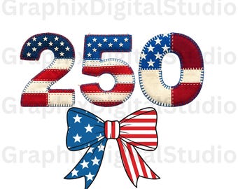 Diseño de camiseta patriótica del 250 aniversario de EE. UU. en formato PNG y SVG, 250 años de Estados Unidos, descarga digital del semiquincentenario (1776-2026).