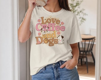Retro Love Coffee Dogs SVG PNG, Groovy Dog Mom Shirt Design (Digital Download)