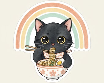 Kawaii Ramen Cat Shirts design | Kitten Noodle Art (Digital Download)