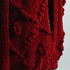 Velvet Rose Chunky Knit Red Cardigan
