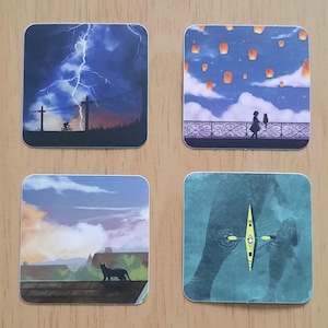 Individuelle Natur Wildtiere Aufkleber, süße Tiere, Kunst bemalt handgemachte Landschaft, für Laptop, Telefon, Flasche, Geschenk Kinder