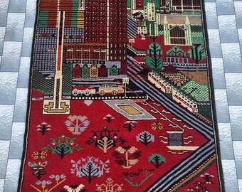 Tapete afegão handnade com nó de lã tapete de guerra tapete tribal colecionável história tapete de guerra afegão