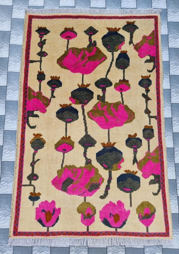 Afghan War Rug: Vintage Handmade Wool Tribal Rug (130x84 Cm) - Etsy