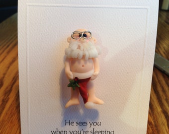 Naked Santa with Hat Pin by Kim Lugar