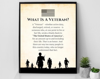 Patriotic Veteran Definition Print: American Military Wall Art