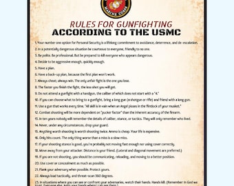 USMC Rules for Gunfighting Poster: Marine Corps Military Wall Art (Unframed)
