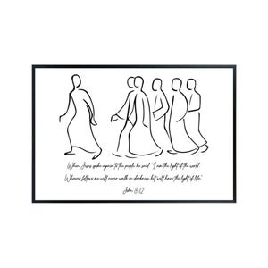 Christian Wall Art – John 8:12 Scripture Print, Light of the World Poster