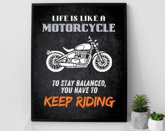 Motorcycle Garage Decor: Inspirational Wall Art, 'Keep Riding'
