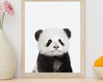 Cute Panda Print – Animal Wall Decor, Kids Room (8x10 UNFRAMED)
