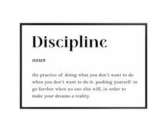 Discipline Definition Print: Motivational Gym Poster - 11x17 Unframed