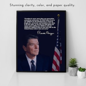 Inspirational Ronald Reagan Quote Print – Patriotic Wall Art, Vintage American Decor, Motivational USA Poster, Office or Living Room Sign
