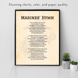 Marines&#39; Hymn - Marine Corps Military Home Decor, Patriotic American Wall Art, USMC Decoration - Gifts for Veterans