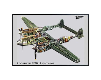 WWII Lockheed P-38 Lightning Poster: Aviation Diagram Art Print (11x17 Unframed)