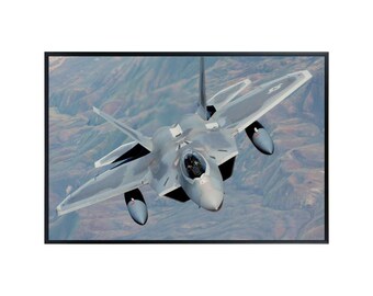 F-22 Raptor Fighter Jet Poster: Military Airplane Print, Boys Room Decor
