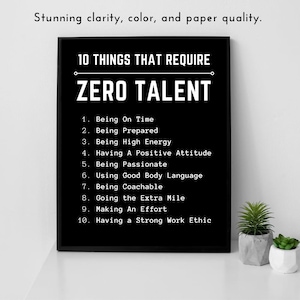 Motivational Gym Poster: 10 Things That Require Zero Talent