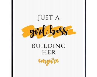 Muurkunst Girl Boss: poster met motiverende quote voor decoratie thuiskantoor