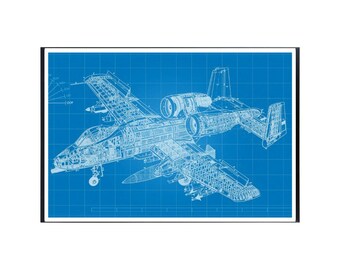 A-10 Warthog Blueprint Poster: Airforce Aviation Wall Art