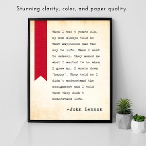 John Lennon Quote Poster – Inspirational Wall Art for Music Lovers, Motivational Home Decor Gift, 8x10 Unframed Print