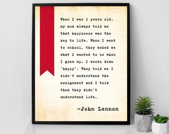 John Lennon Quote Poster: Inspirational Music Wall Art (8x10 Unframed Print