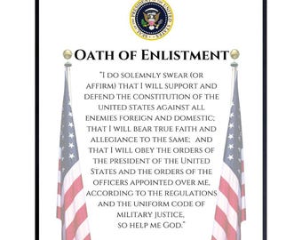 Oath of Enlistment Poster: Patriotic Military Wall Art for Veterans