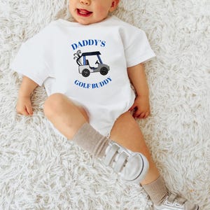 Koszulka Daddy's Golf Buddy, koszulka golfowa ojciec-syn, słodka zabawna koszulka dla taty, prezent dla dzieci i młodzieży, koszulka z wózkiem golfowym