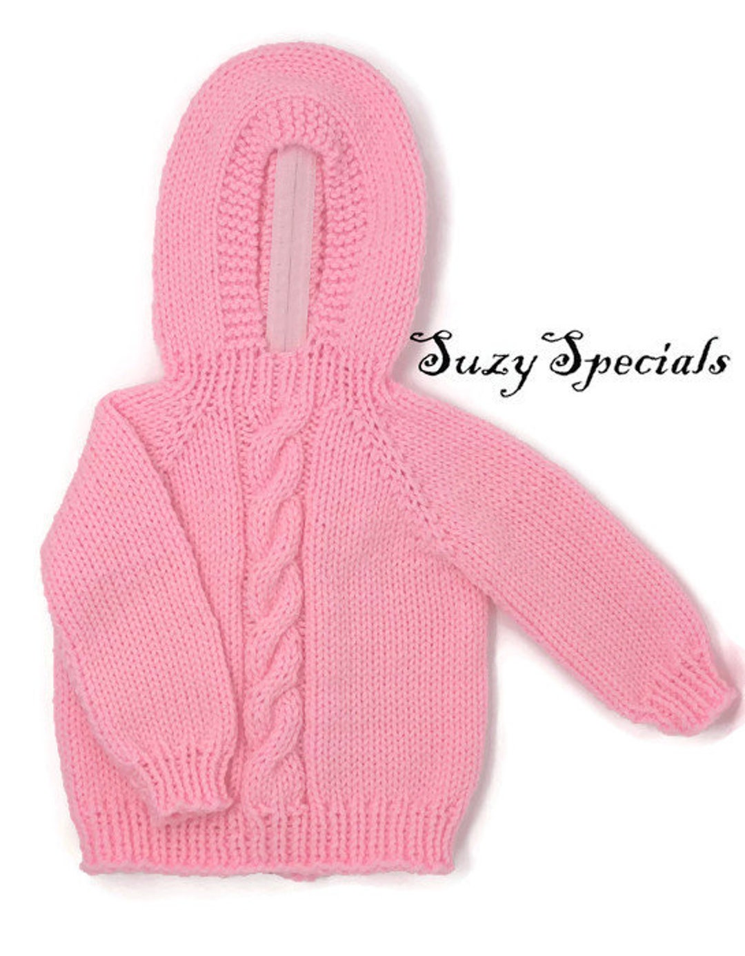 Hand Knitted Hooded Baby Pink Sweater Knitted Baby Jumper Etsy
