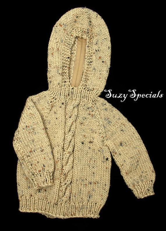 hooded baby sweater with back zipper