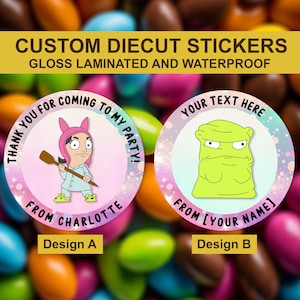 Adesivo personalizzato per compleanno di Louise Belcher, adesivi personalizzati e carini di Bob's Burgers, adesivi con coni dolci, adesivi personalizzati per bomboniere, sigilli per inviti