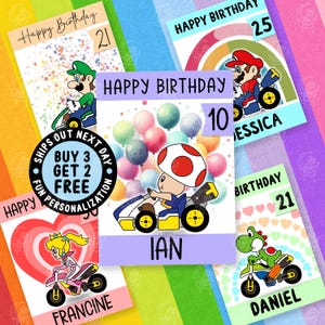 Mario Kart Surprise Birthday Card, Personalize Card For Him, Super Mario Lovely Custom Card, Best Friends Cards, 18th 21st 30th Card