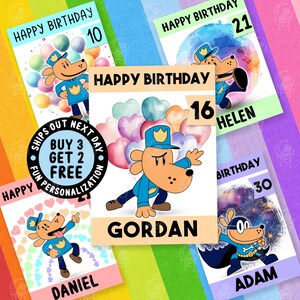 Dog Man Anime Birthday Card, Personalize Card For Him, Dog Superhero Funny Custom Cards, Best Friends Cards, 18th 21st 30th Card