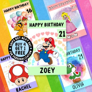 Super Mario Surprise Birthday Card, Personalize Card For Him, Princess Peach Lovely Custom Card, Best Friends Cards, 18th 21st 30th Card