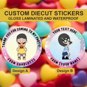 Tina Belcher Custom Birthday Sticker, Bobs Burgers Custom Mini Sticker, Sweet Cones Sticker, Custom Party Favor Stickers, Invite Seals
