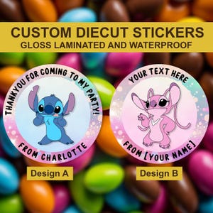 Benutzerdefinierte Geburtstagsaufkleber Ohana Stitch, benutzerdefinierte niedliche Aufkleber, süße Zapfen Aufkleber, benutzerdefinierte Partybevorzugungsaufkleber, Einladungssiegel