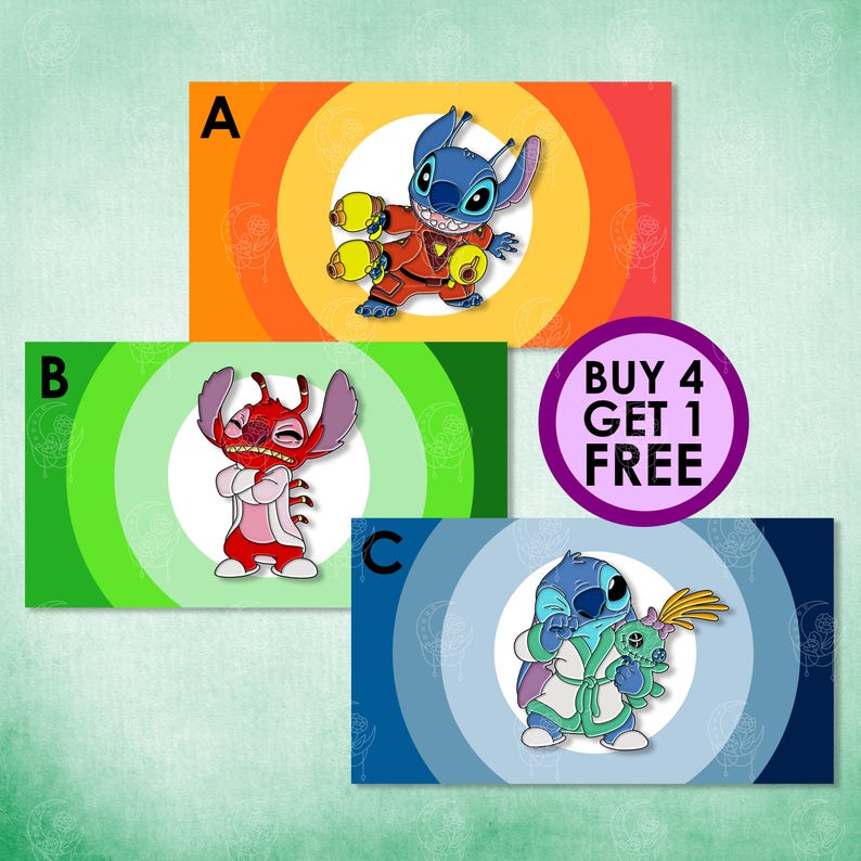 Leroy Stitch Rolig Emaljnål Set Alien Stitch Anime Emaljnål Söt Anime Nålar Kawaii Anime Nålar Displaynål Ita Väsknål bild 1
