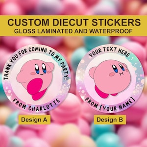 Niedlicher Kirby Geburtstagsaufkleber, Kawaii Kirby Spiel Aufkleber, süßer Zapfen Aufkleber, Gastgeschenk Aufkleber, laden Siegel ein
