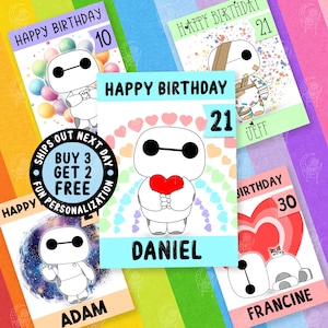 Baymax Anime Birthday Card, Personalize Card For Him, Big Hero Funny Custom Cards, Best Friends Cards, 18th 21st 30th Card