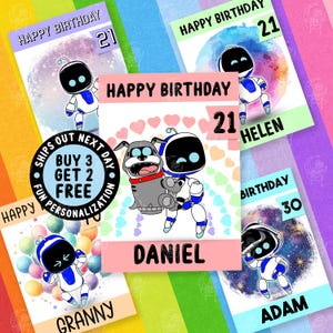 Cartão de aniversário da Astrobot Games, cartão personalizado para ele, cartões personalizados engraçados de super-heróis, cartões de melhores amigos, cartão de 18, 21 e 30 anos