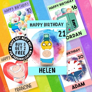 Finn Jake Beste Geburtstagskarte, Personalisieren Sie Karte für Ihn, Abenteuer Bmo Überraschung Benutzerdefinierte Karte, Beste Freunde Karten, 18.21.30 Karte