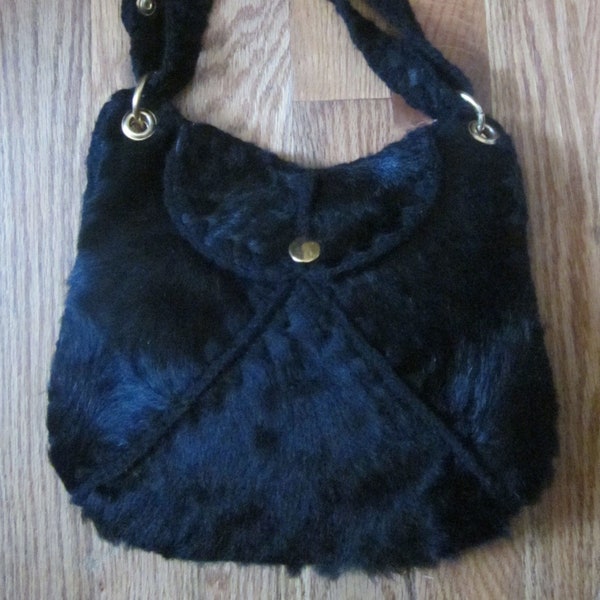 Vintage Pele Preta Camurça Couro Ouro Patchwork Bloco de Cores Hippie Boho Alça de Ombro Mod Bolsa 9 1/2" de altura x 10 1/2" de largura x 3" de largura