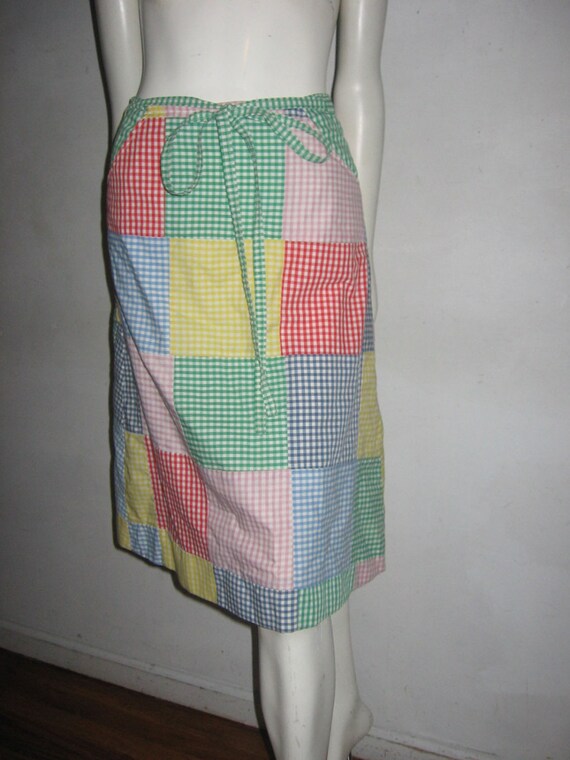 VTG Multicolor Patchwork Color Block Gingham Chec… - image 2