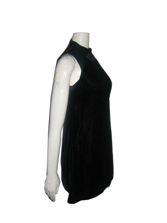 Vintage Black Mandarin Collar Sleeveless Short Mi… - image 5